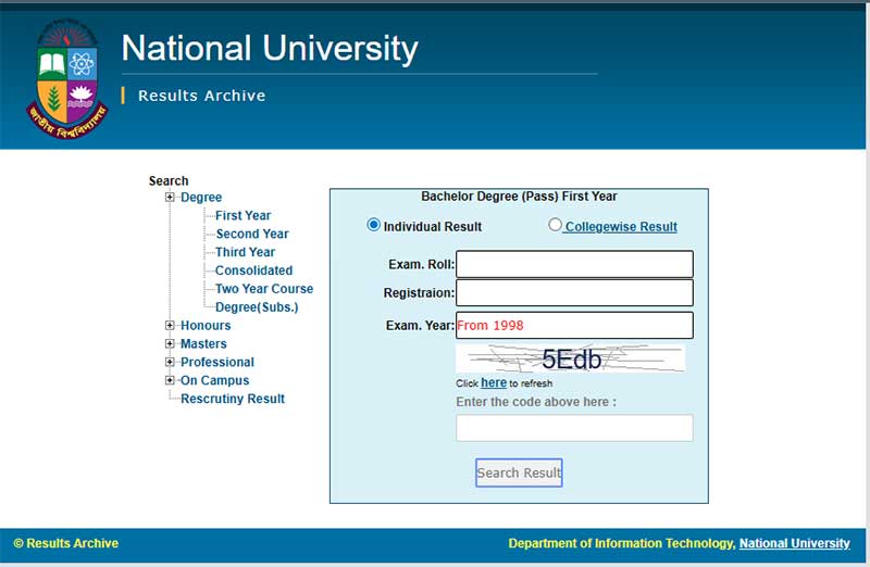 Degree 1st Year Result 2026  Official Site
