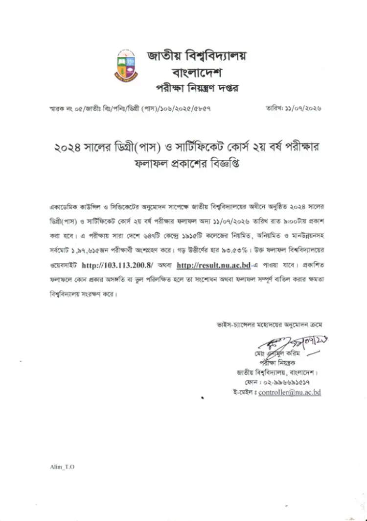 Degree 2nd year result 2026 Check