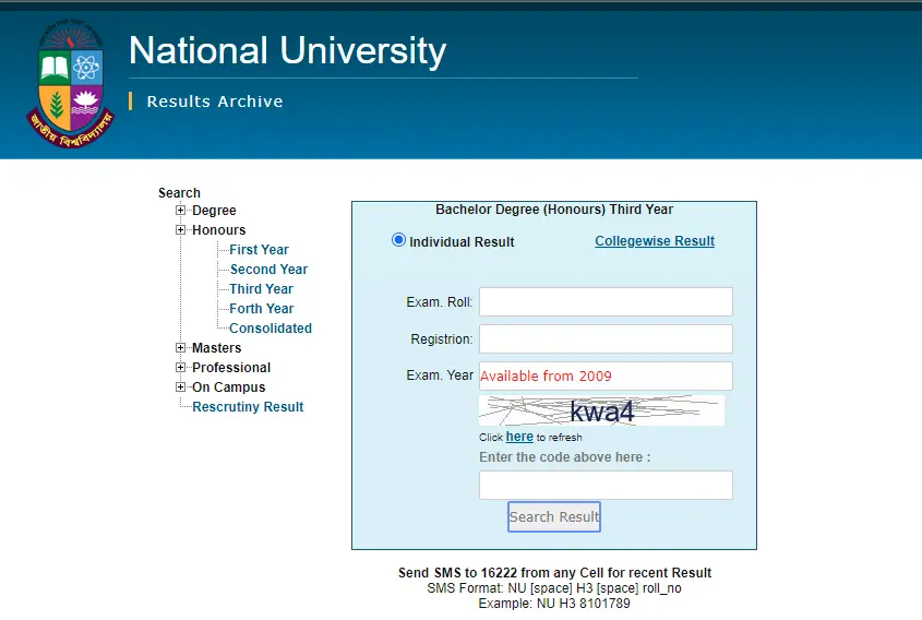 NU Honours 3rd Year Exam Result  Check 2025