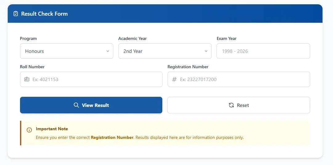 Honours 2nd year Result Alternative Check Quick Way