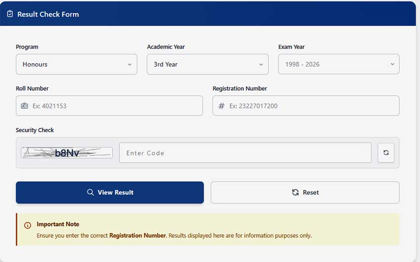 NU Honours 3rd Year Exam Result  Check 2026 Alternative Method