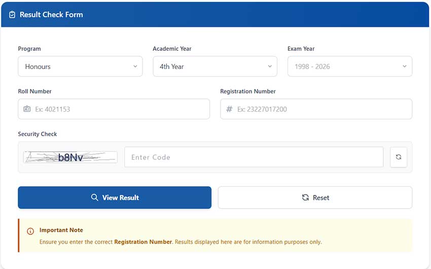 Honours 4th year results 2026